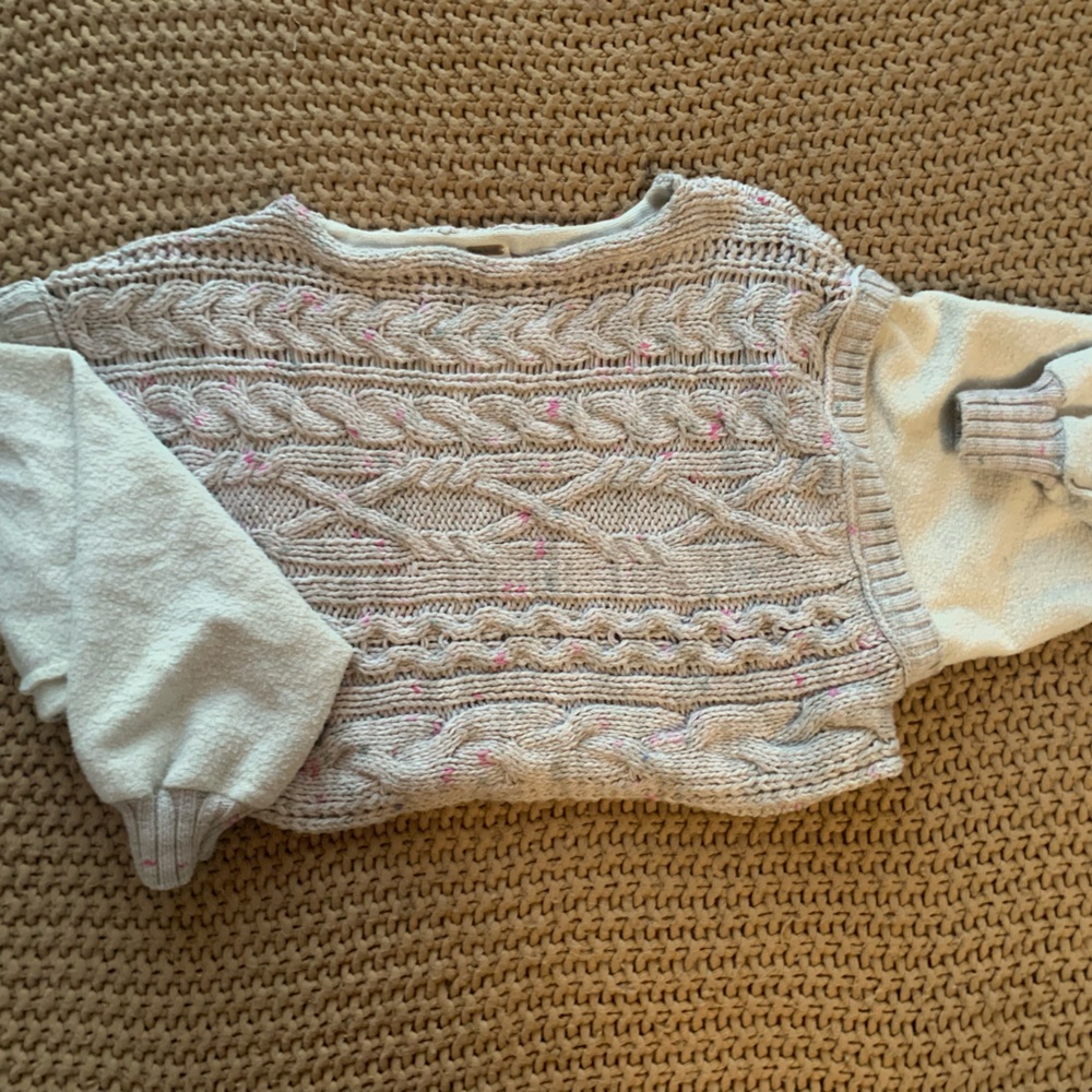 Free People Knit Sweater Vest in Cream and Pink